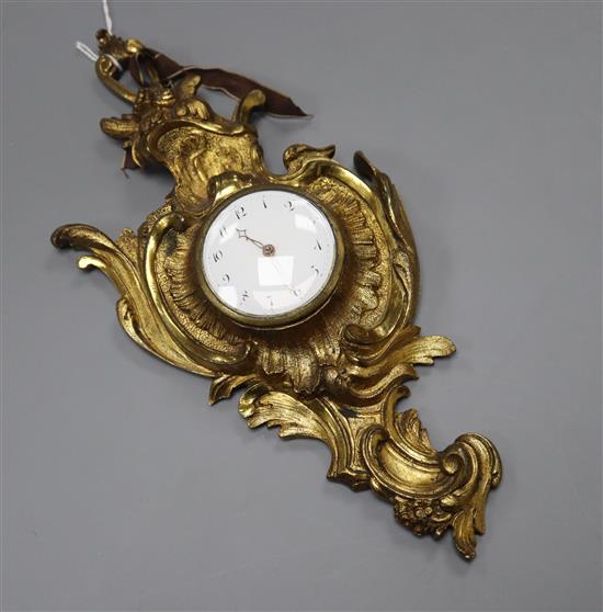 An ormolu cartouche-shaped cartel timepiece, the movement by Jos. Bannister, London, no. 54767, height 26.5cm